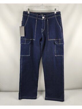 True Religion Jeans Womens 28x31 Blue Cargo Denim Pants NWT